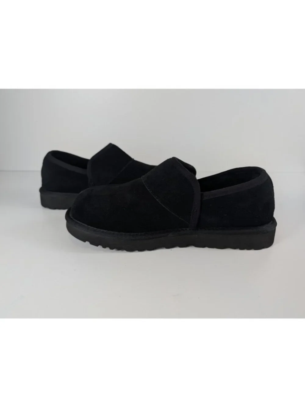 UGG Black Suede Slip-On Moccasin Shoes Men's Size 8 Durable Rubber Sole